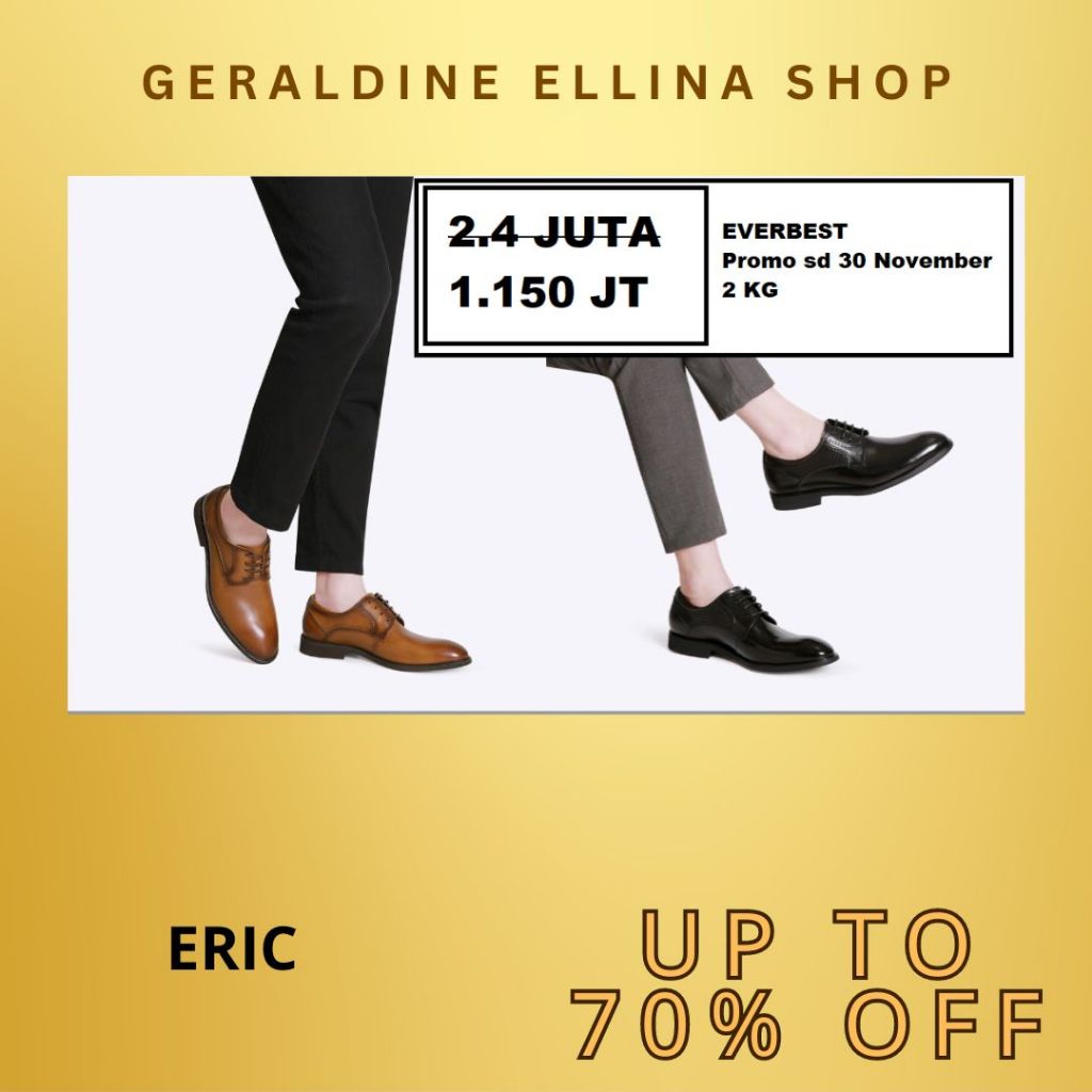 Sale sepatu formal everbest men pria 100% ORI STORE seri ERIC