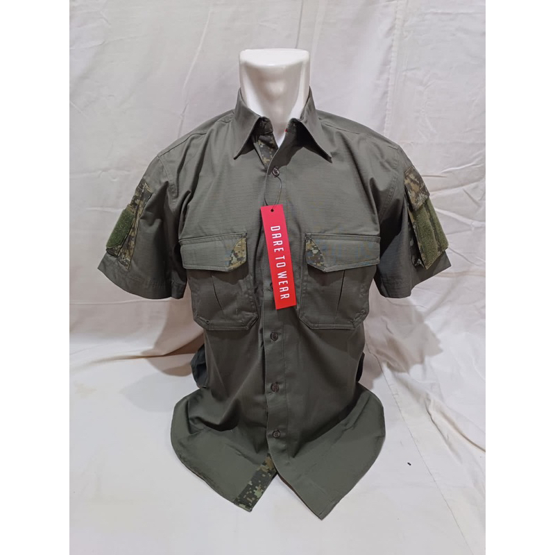 Kemeja PDL Hijau Army Motif Camo Kroasia SRITEX
