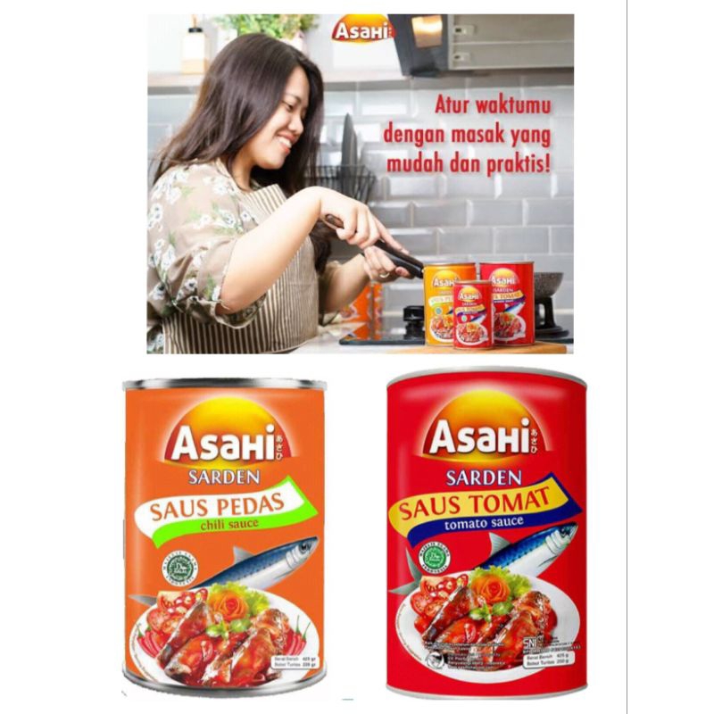 

Asahi / ABC Sardines / Dencis / Maya / Botan / Bantan / Asahi Sardines Saus Pedas/Saus Tomat 425 g