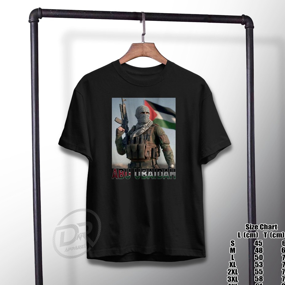 Tshirt Baju Distro Kaos Abu Ubaidah   Kaos Palestina Pria  Free Palestine  Pejuang Palestina