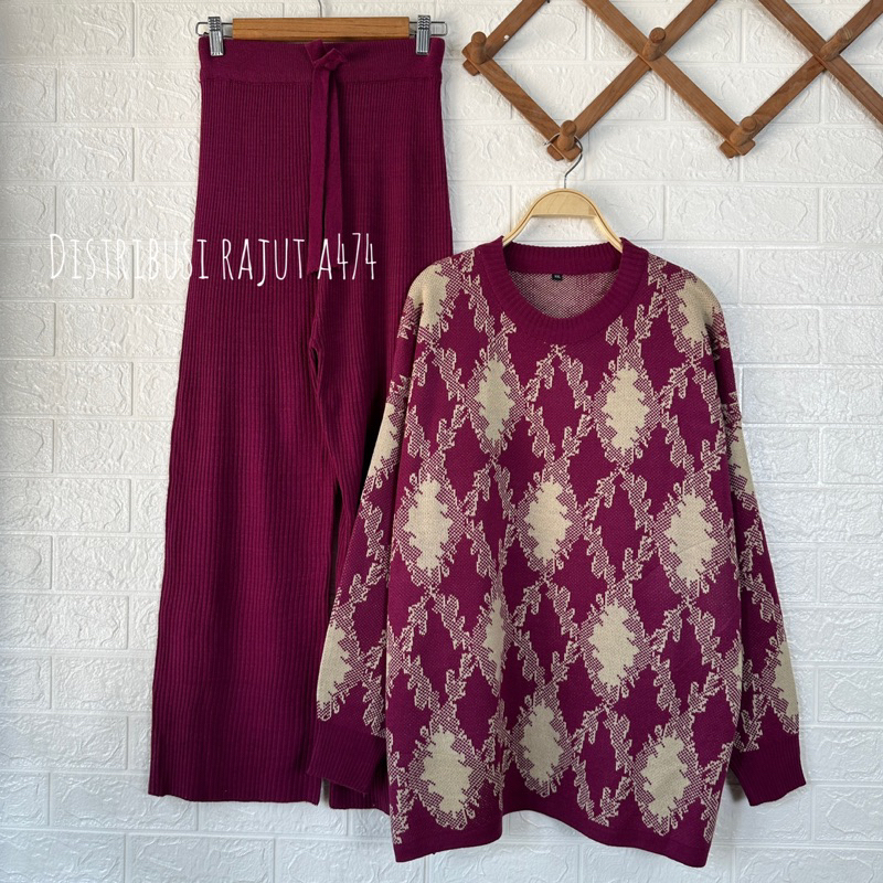 ONESET SWEATER RAJUT AYUNDA SETELAN CELANA RAJUT KULOT