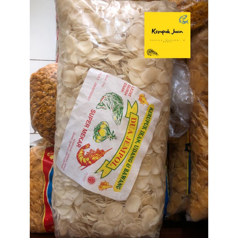 

Kerupuk Ikan / Udang / Bawang (Putih) Cap Dua Jempol 5 KG / 1 Bal