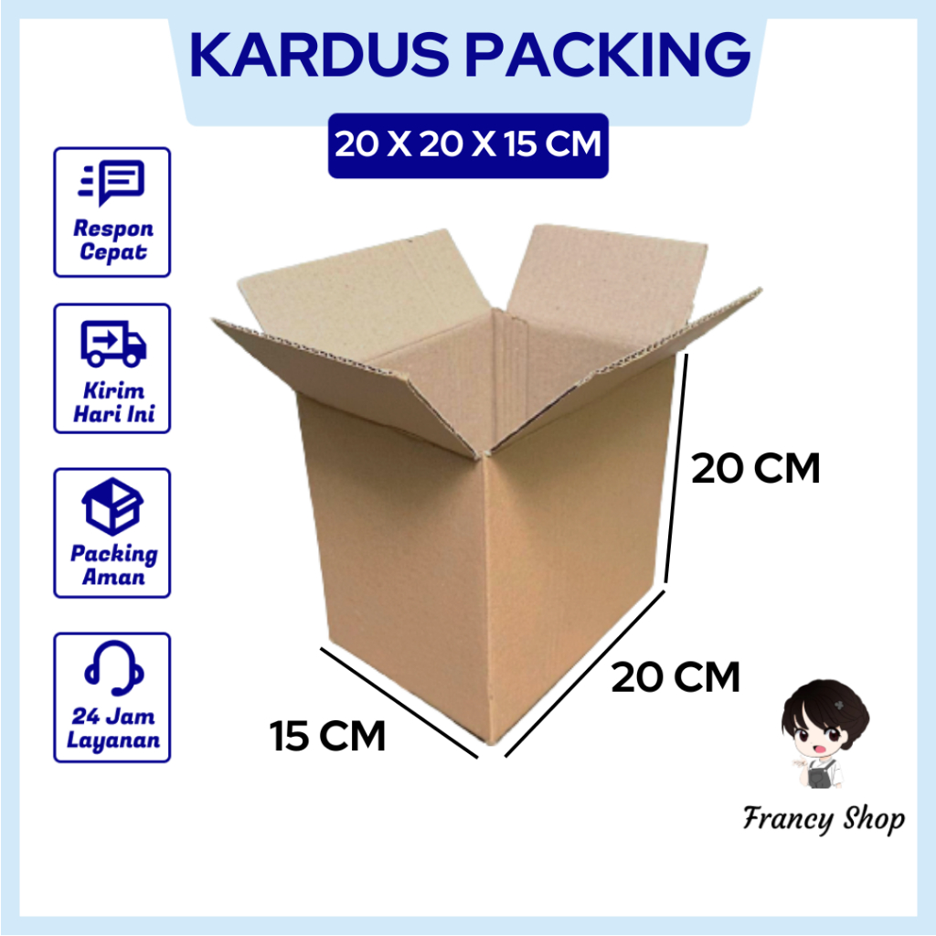 

Kardus Box ukuran 20x20x15 cm Kotak Packing Packaging Polos