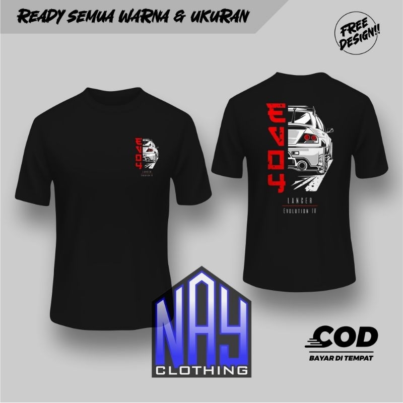 kaos distro mitsubishi LANCER Evolution IV/EVO4 , pria wanita murah