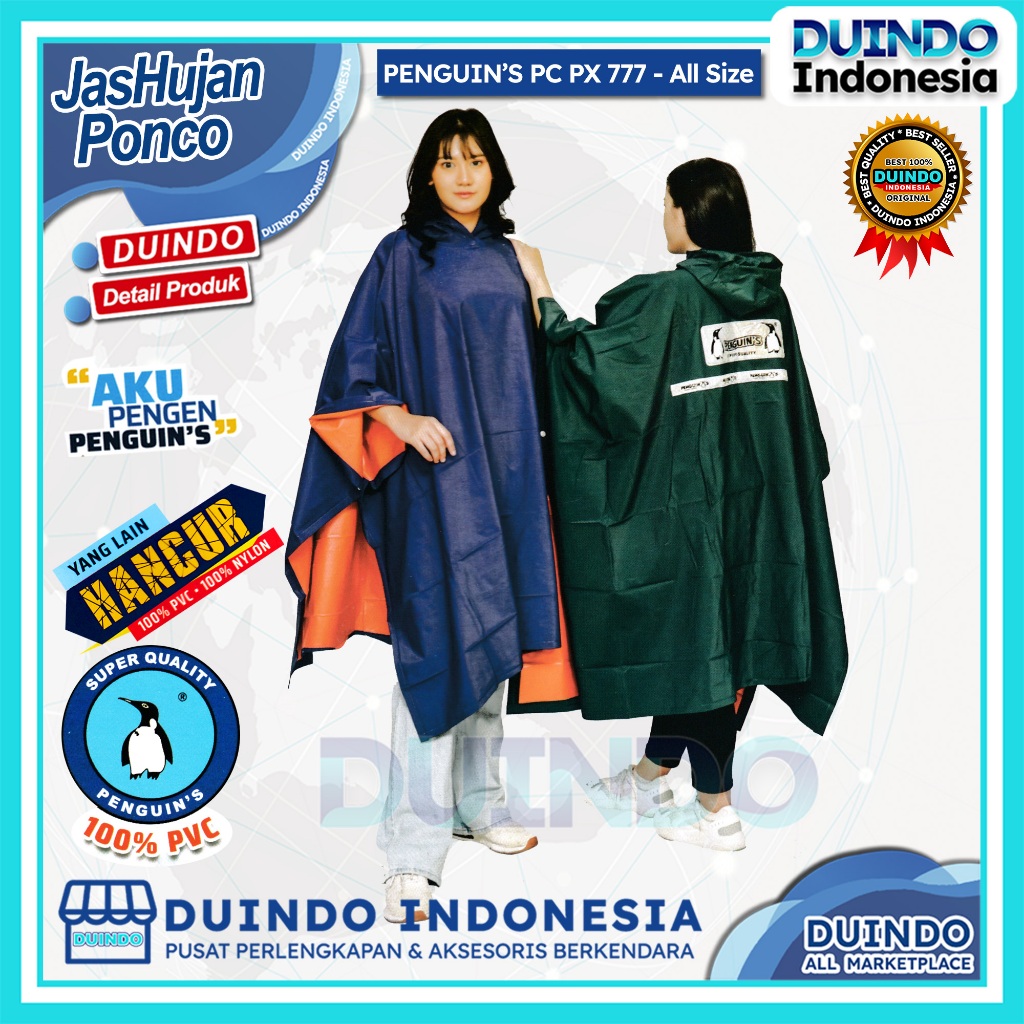 Duindo - Jas Hujan Penguin's PX-777 Ponco Pria Wanita Mantel Kelelawar Pinguin