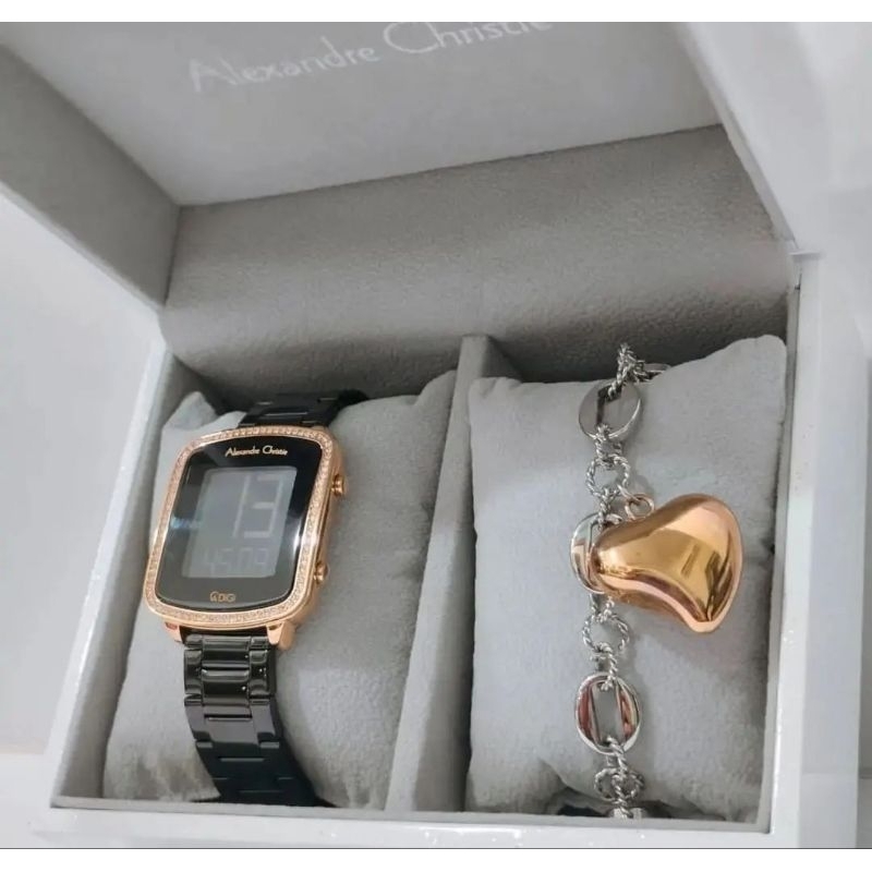 jam tangan wanita alexandre christie AC9380 bonus kalung