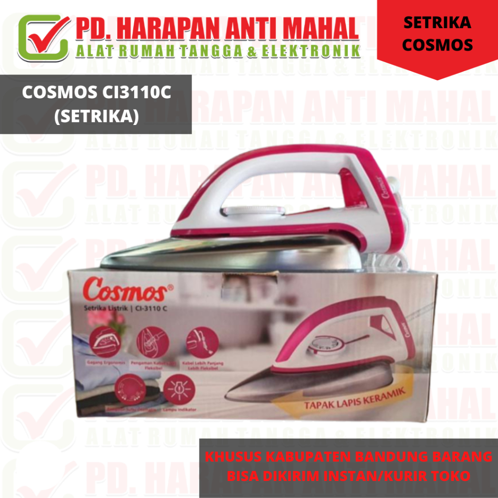 COSMOS CI3110C (SETRIKA)/Cosmos Setrika Stainless CI-3110 C Pink/Setrika Cosmos CI- 3110 C Ceramic