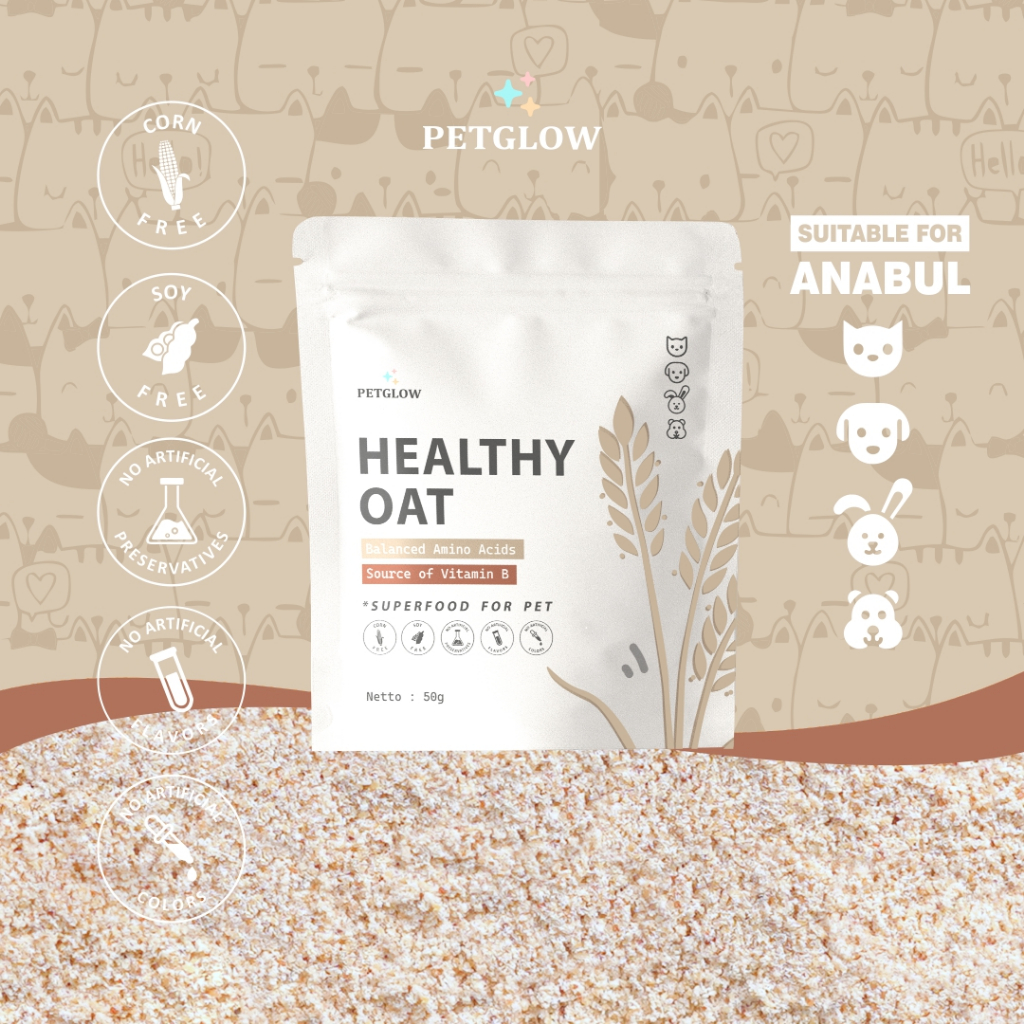 Petglow Superfood Healthy Oat For Pet Powder Bubuk Oat Vitamin Tulang Anjing Kalsium Anjing Calcium 