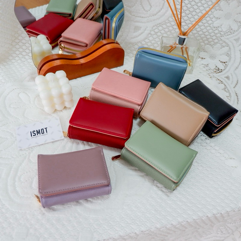ISMOT Siena - Dompet Wanita Fashion Import - Wallet Premium Pendek Lipat Kancing Trifold three fold 