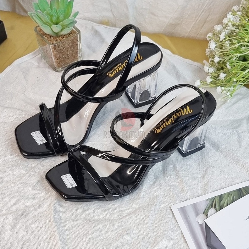 ✨Grosir✨ R9 High Heels Wanita Hak Tahu Premium Hak Kaca 7cm Queensha murah