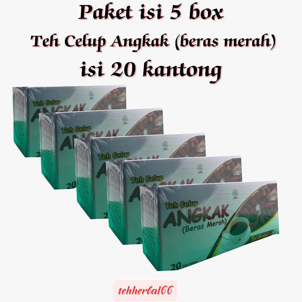 

paket isi 5 box Teh celup ANGKAK (beras merah)isi 20 kantong