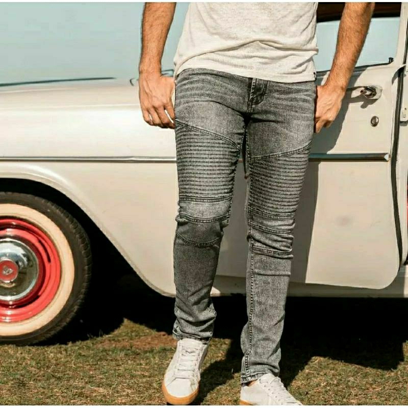 Bikers Rider Ripped - Celana Jeans Bikers Pria Patch - Celana Bikers Rider Ripped Pria Skinny