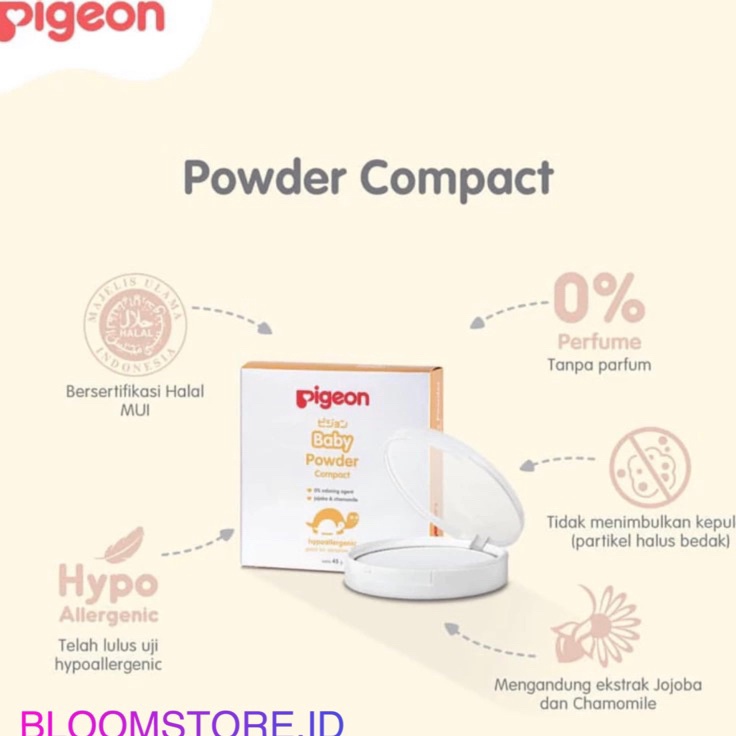 Stock baruz6Z0l PIGEON Bedak Padat Bayi Baby White Compact Powder Cake Chamomile White 45 Gr 45Gr Gr