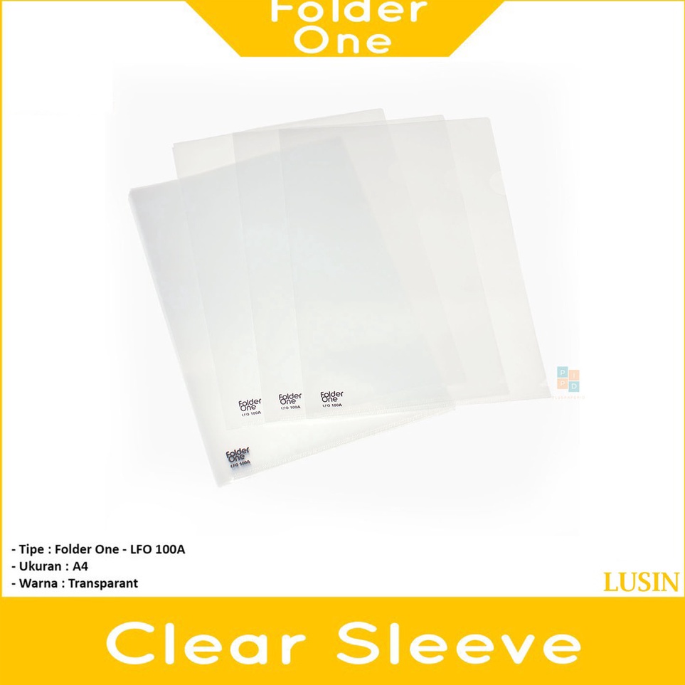 

➥☈✥ Folder One - Map L Bening Transparent A4 Warna - Lusin