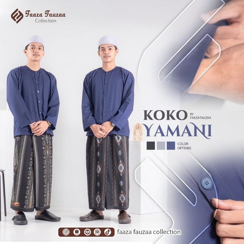 [NAVY] BAJU KOKO YAMANI | BAJU KOKO | BAJU MUSLIM TANGAN PANJANG | BAJU KOKO TERBARU