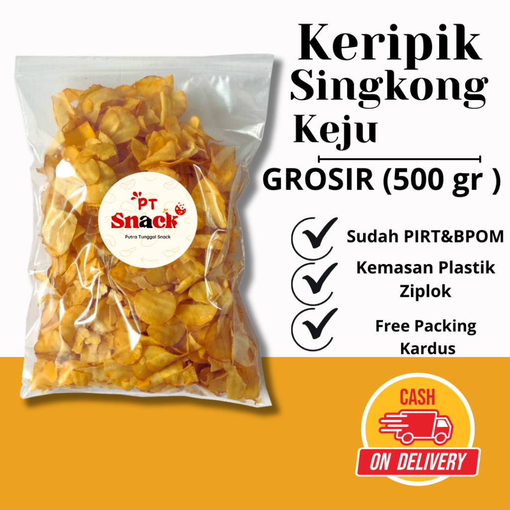

[ PT SNACK ] Keripik singkong keju grosir 500 gr snack cemilan camilan kripik