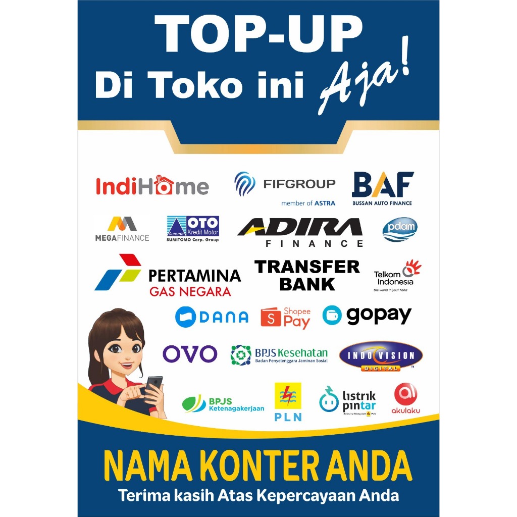 

STIKER VINYL KONTER PEMBAYARAN ( CUSTOM NAMA KONTER )