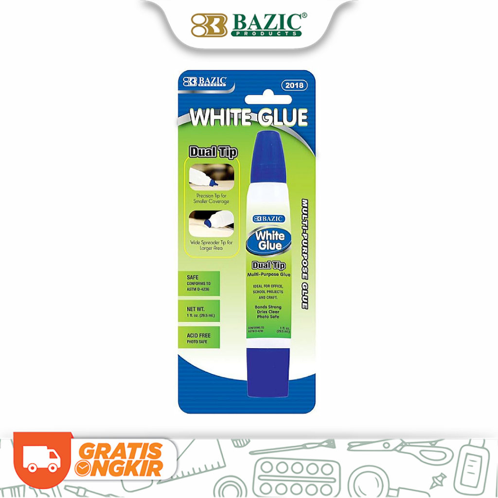 

Bazic White Glue Pen Dual Tip - Lem Putih