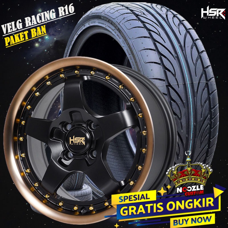 Velg Mobil HSR Ring 16 Lubang 4 PCD 100 Pelek Racing HSR Terbaru R16
