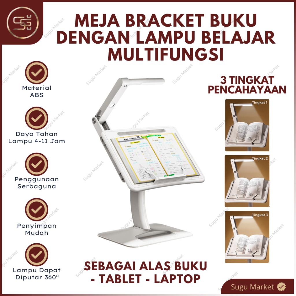 

BRACKET BUKU DENGAN LAMPU BELAJAR MULTIFUNGSI