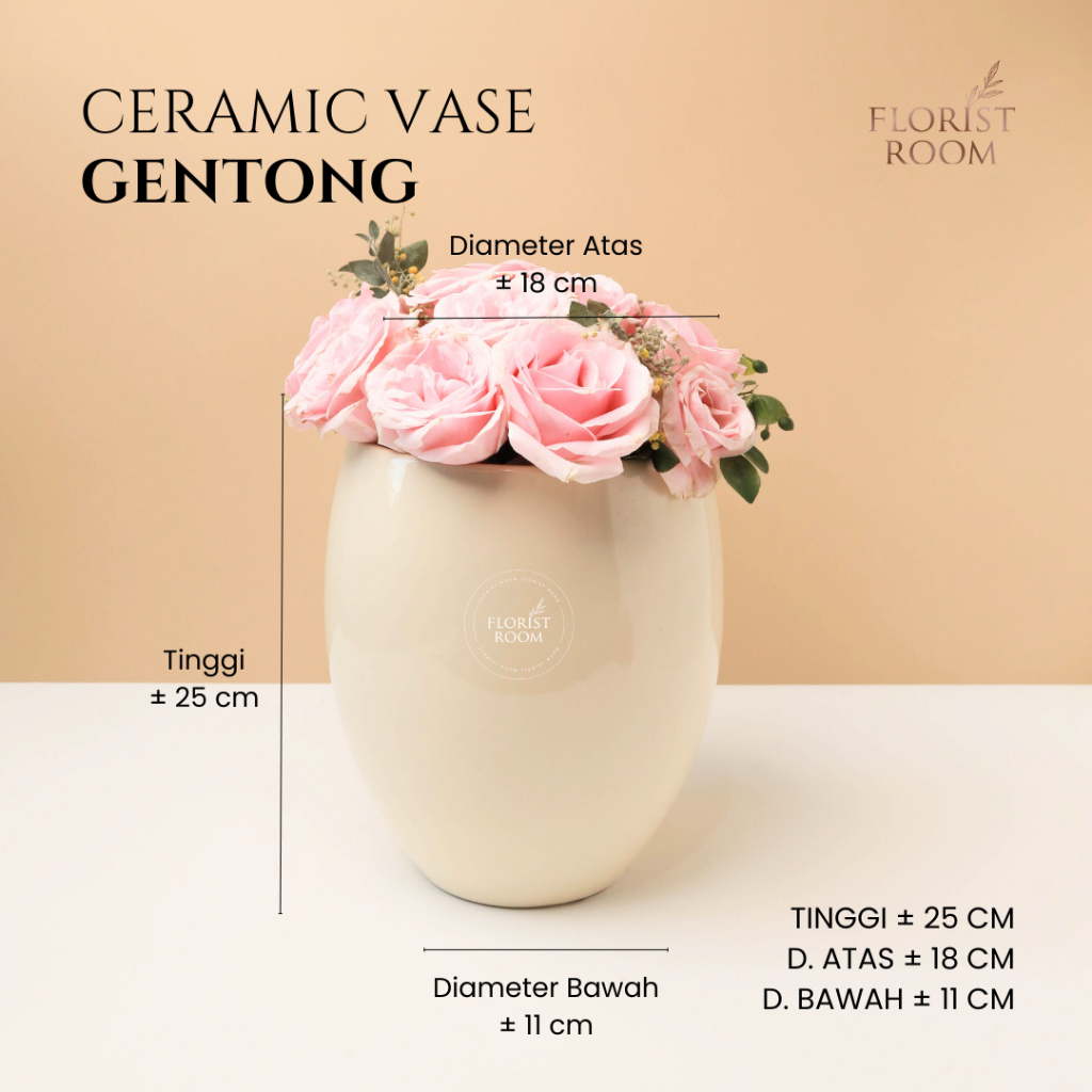 Vase Keramik Gentong - Pot Bunga Planter - Bejana - Vintage Decoration
