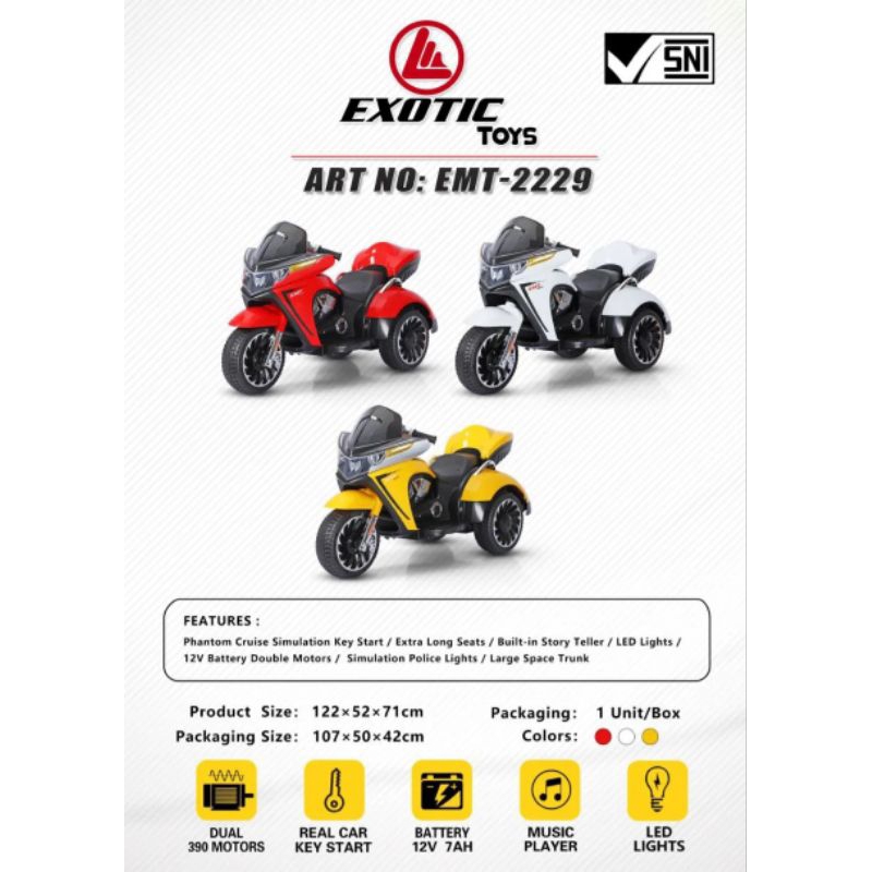 Motor Aki Exotic EMT 2229 HARLEY Mainan Anak Motoran