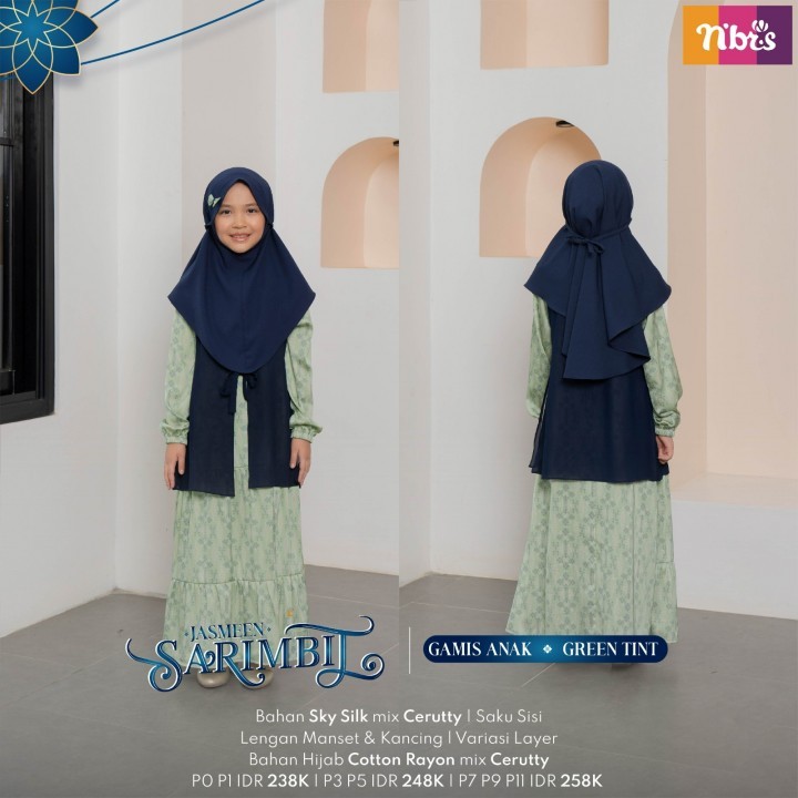 Nibras Gamis Anak Jasmeen Green Tint Promo Cuci Gudang Sale 50%