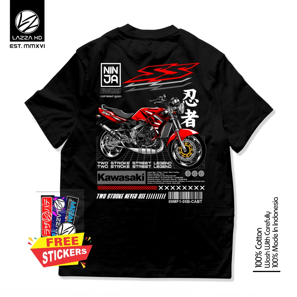 Kaos Baju Distro 2 STROKE ORIGINAL MOTOR MERAH KAWASAKI NINJA 150 R SS OLD SUPER KIPS 2 TAK INDONESI