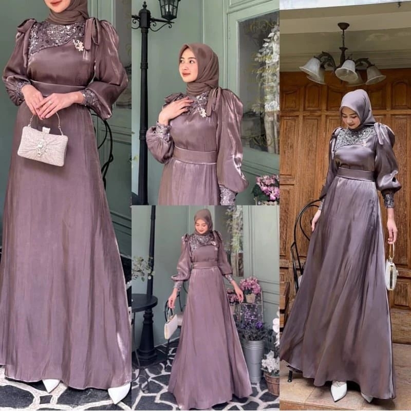 Baju Gamis Wanita Remaja Terbaru Gamis Pesta Kondangan Pernikahan Mewah Elegan Outfit Muslimah Kekinian