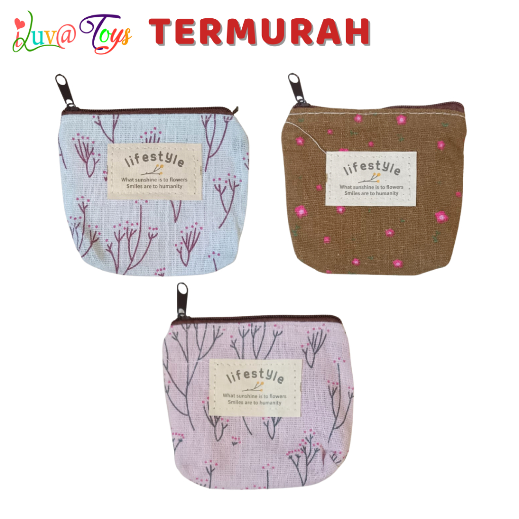 DOMPET KAIN  MOTIF LOVE DOMPET LUCU DOMPET MURAH DOMPET KOIN BUNGA DOMPET RESLETING Souvenir| 1799 [