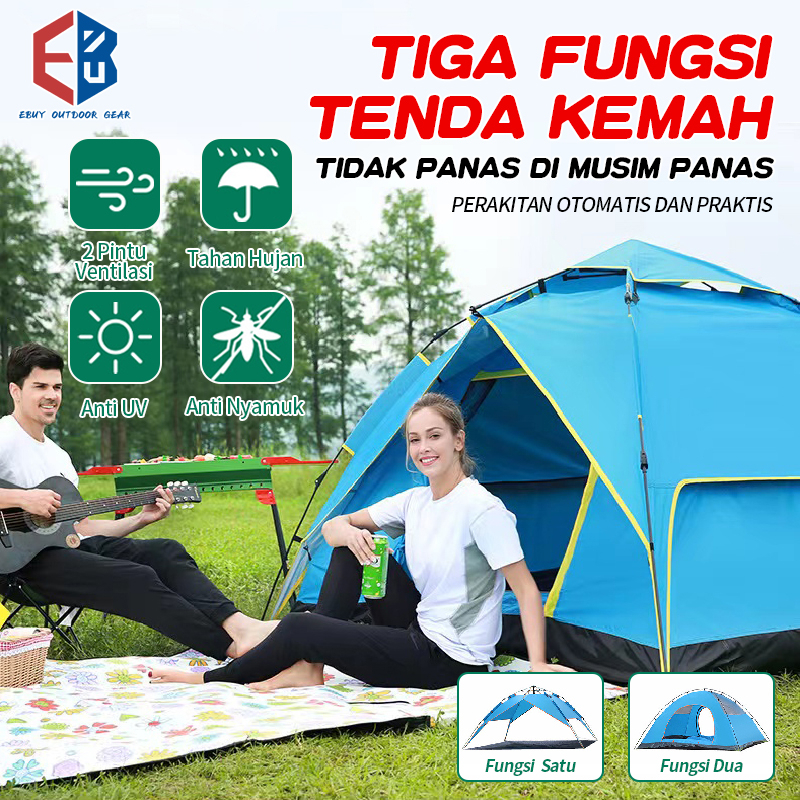 Tenda Camping 3-4 Orang Portable Waterproof Camping Tent / kebutuhan semalam yang liar Aksesoris Tenda