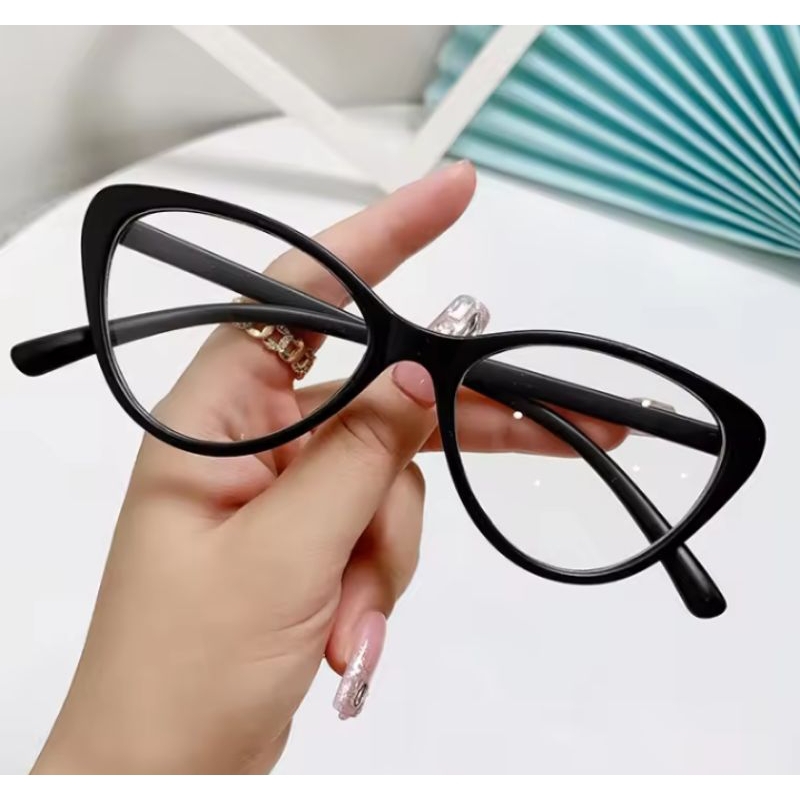 Kacamata Fashion Bentuk Cat Eye Lensa Bening