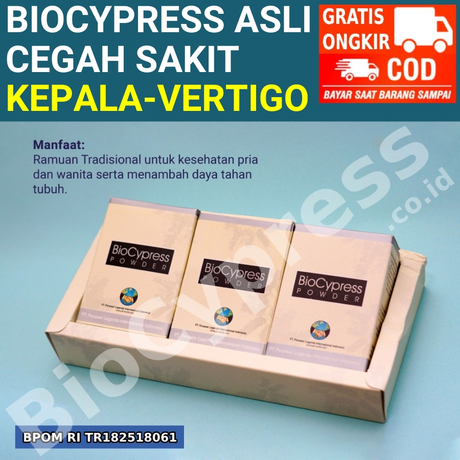 BioCypress Original Obat Herbal Sakit Kepala Pusing Vertigo 18 Powder Bio Cypress