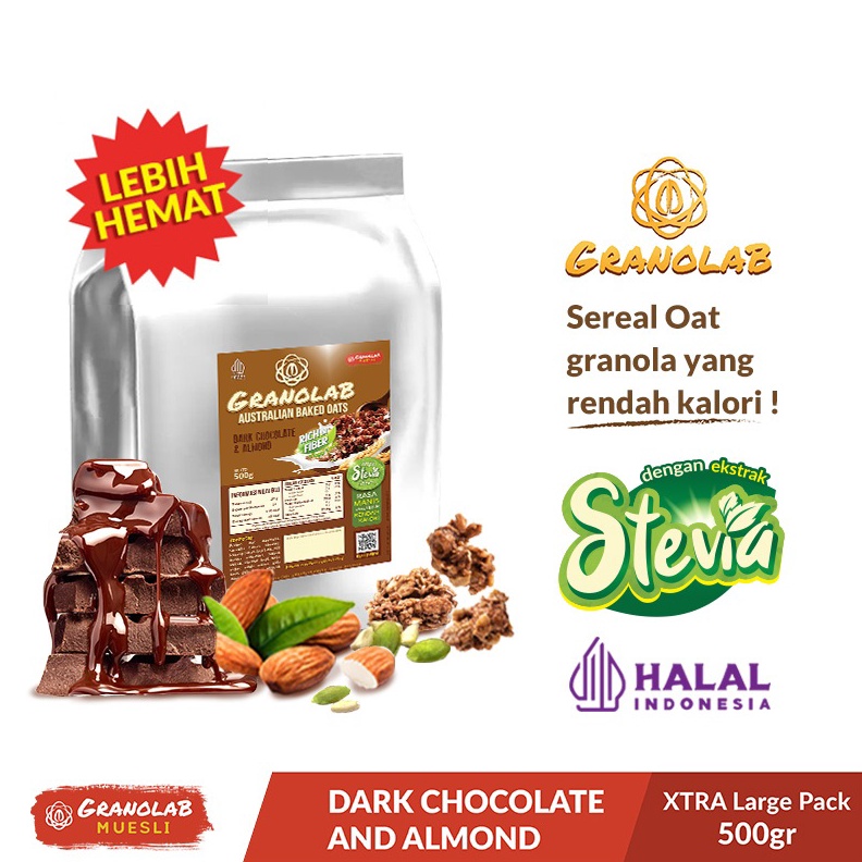 

✨12.12✨ Granola 500 gr Dark Chocolate & Almond - Granolab Muesli grosir