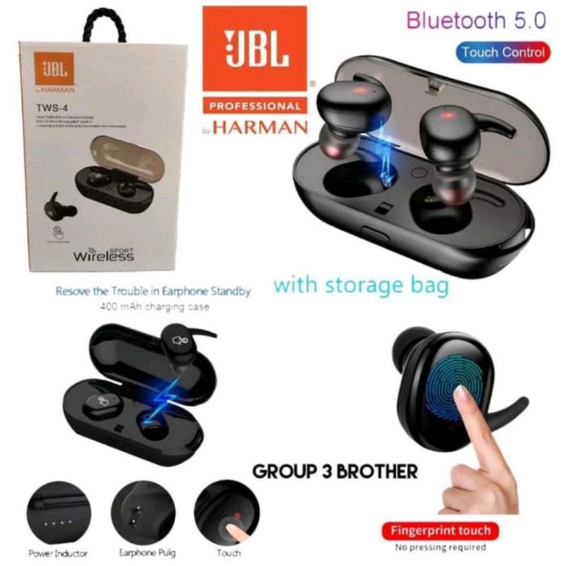 HEADSET BLUETOOTH JBL TWS 5 EARPHONE HANDSFREE WIRELESS BY HARMAN TWS5