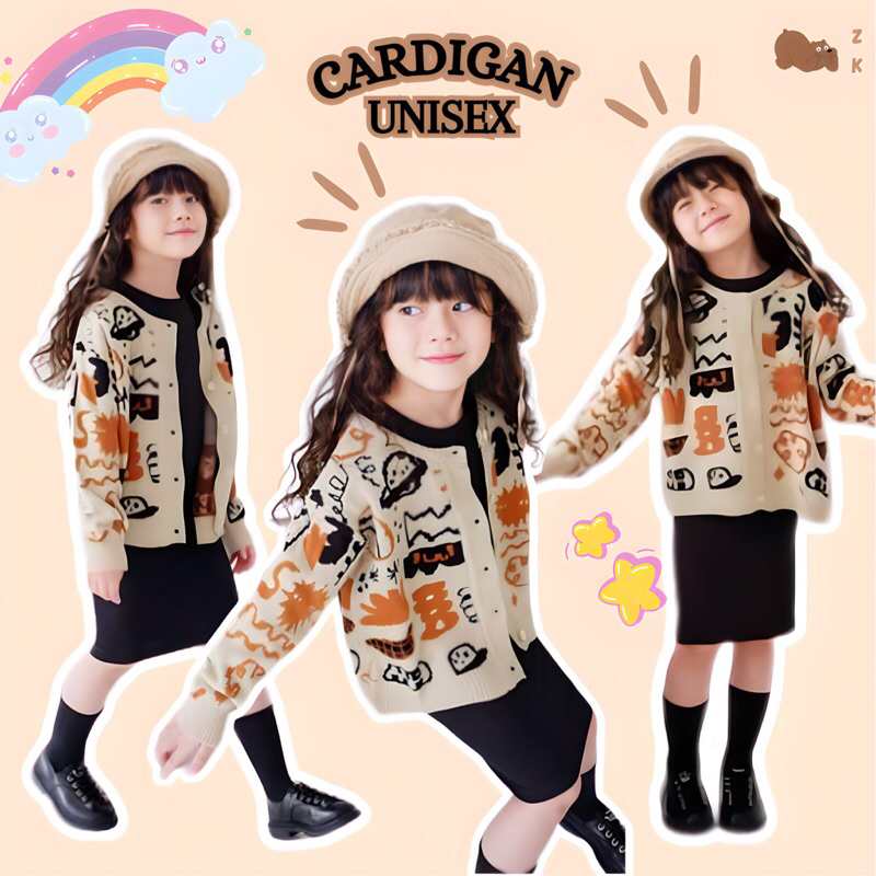 CARDIGAN KOREAN STYLE Kardigan Sweater Outer Knitt Rajut Premium Motif Lucu Lengan Panjang Unisex An