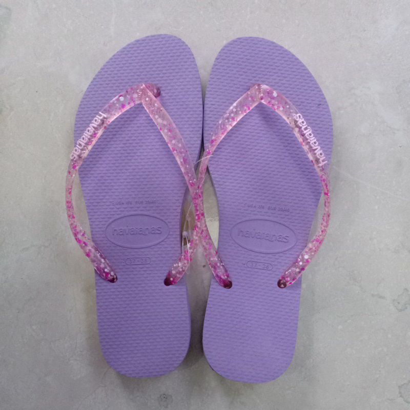 Sandal Wanita Havaianas Slim Logo Metalic Original - Lilac