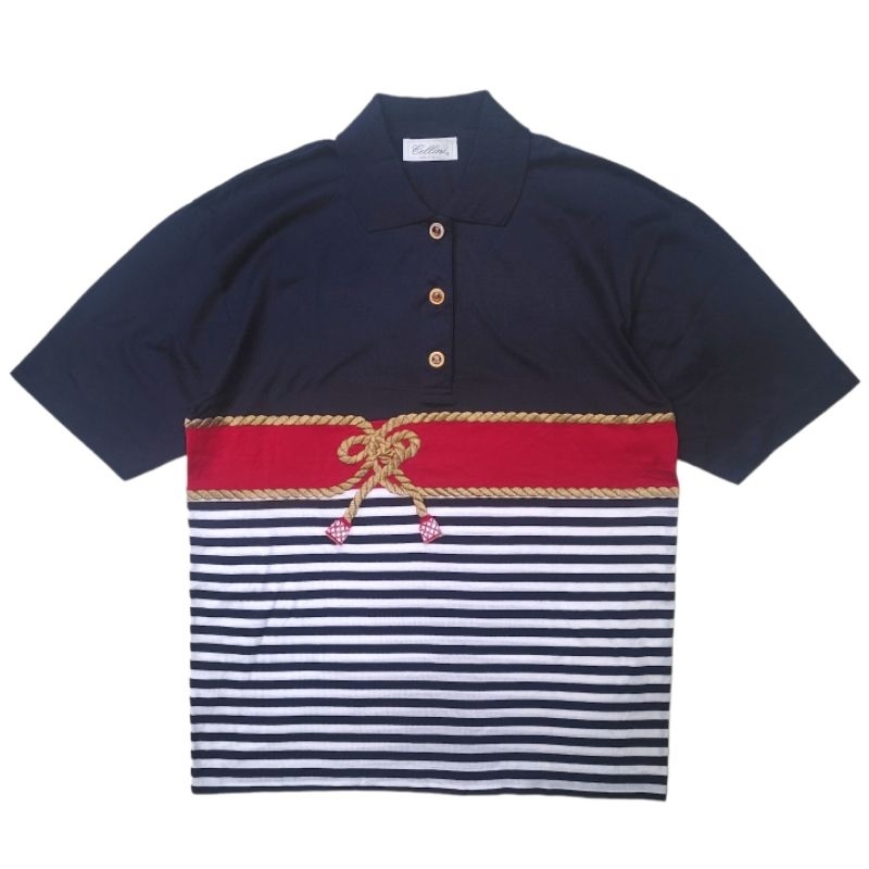 Cellini Italy Nutical Striped Polo Shirt