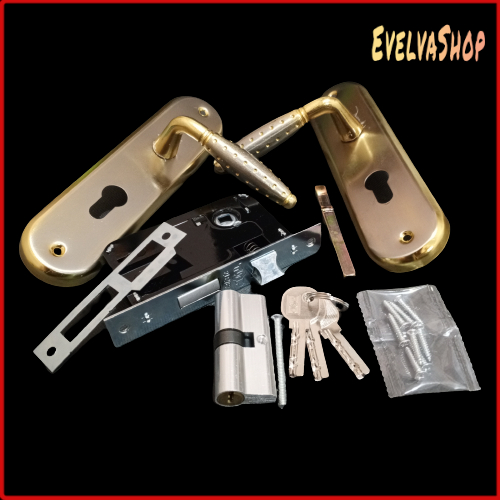 Handle Pintu Top Grande Dus Merah Kuning Kunci Pintu Full Set