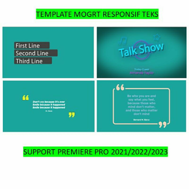 Paket template responsif text untuk premiere pro