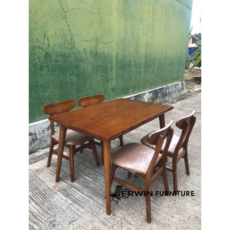 Meja cafe ropan bantalan jok - meja makan termurah- meja cafe ropan- kursi ropan