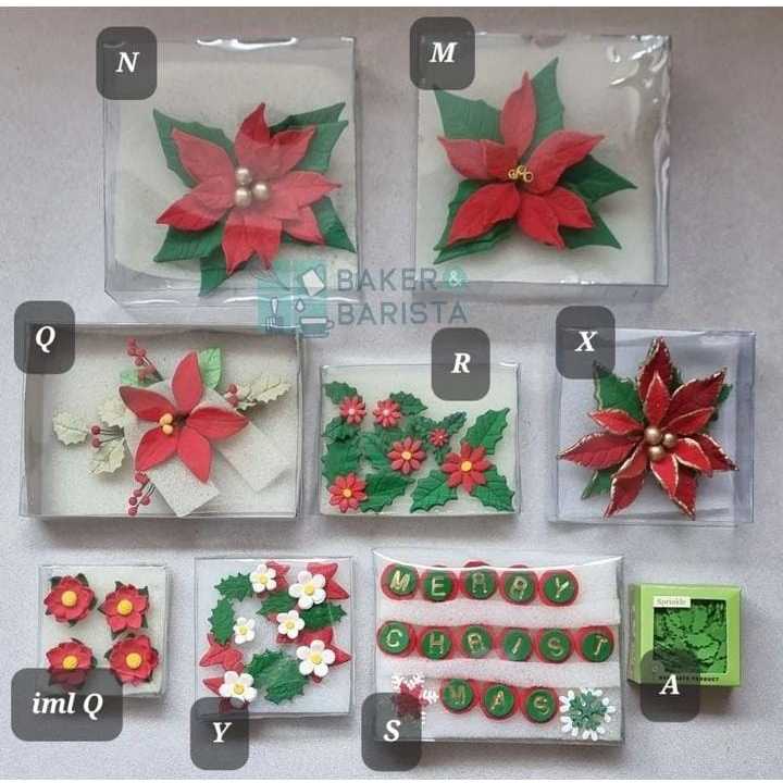 Gumpaste Natal Christmas Xmas / hiasan kue gumpaste natal