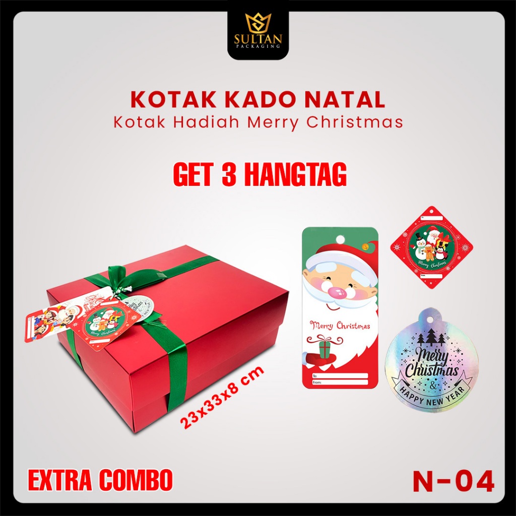 

Box Kado - Kotak Hadiah Metalize Special Natal - Gift Box Premium Merry Christmas - N-04