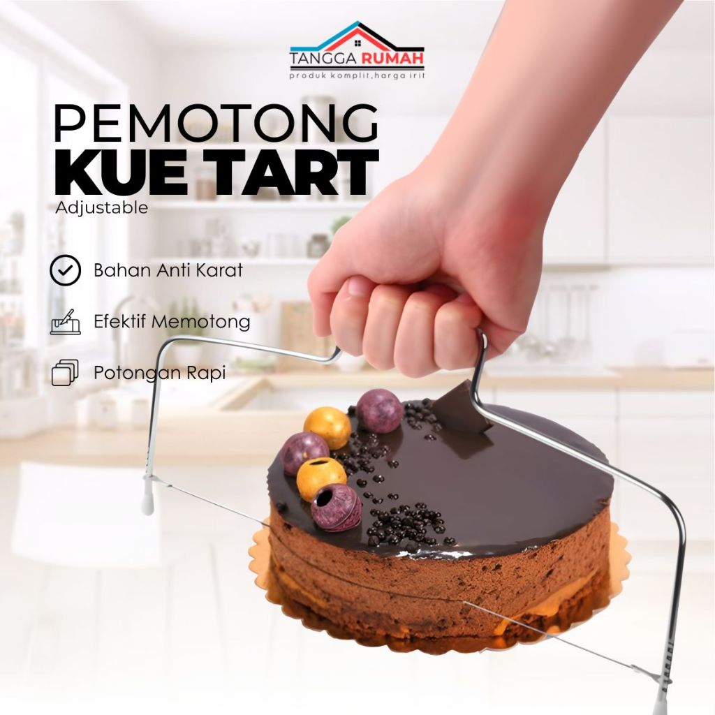Alat Pisau Potong Pemotong Ukuran Rata Kue Bolu Lapis Tart Adjustable