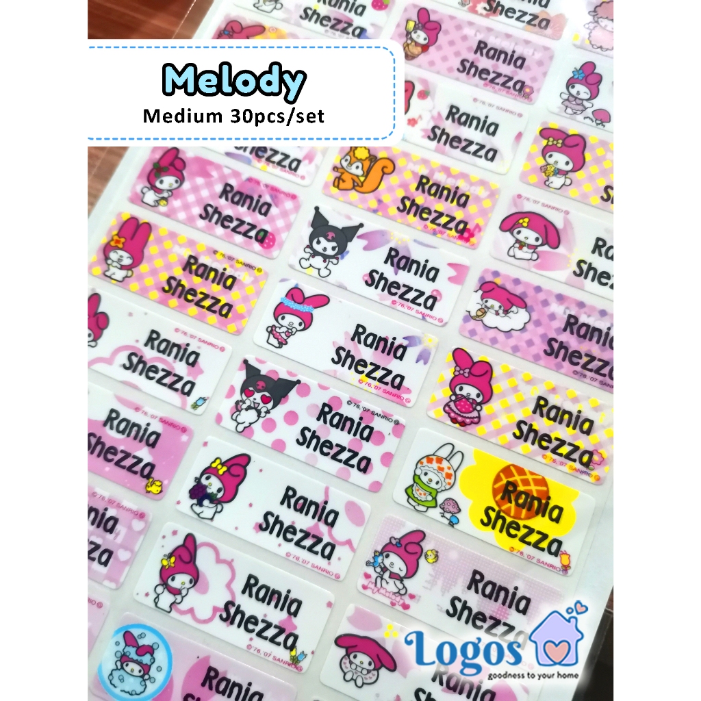 

My Melody Sticker MEDIUM Name Label Kuromi Stiker karakter Sanrio lucu utk nama di buku, tas