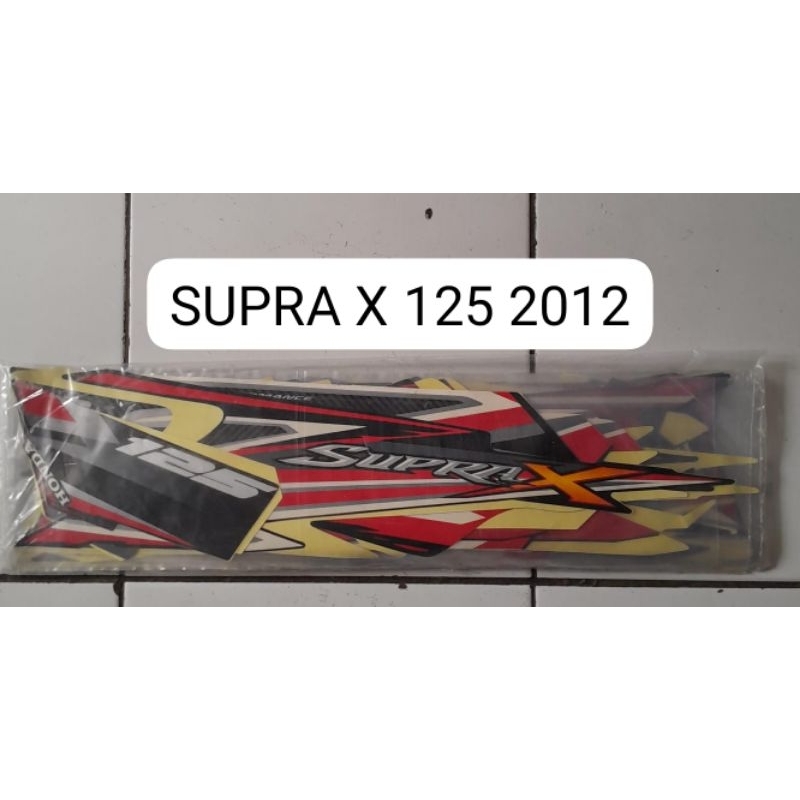 Striping ori Supra X merah hitam 2012 stiker Honda Supra X 125 full body
