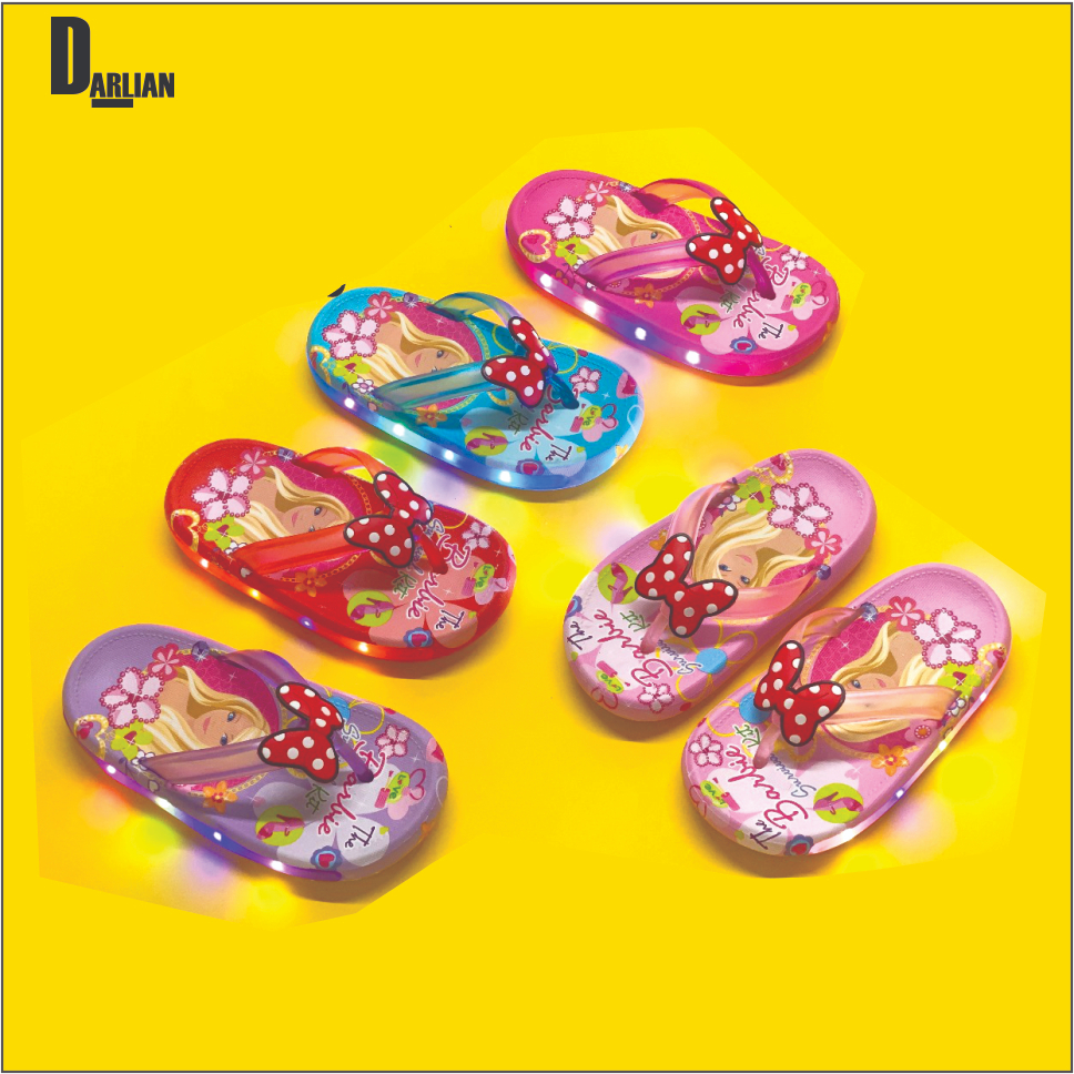 Sepatu sendal lampu led anak sendal anak Unik dan Lucu Import Model Pita Barbie Sandal jepit Perempuan