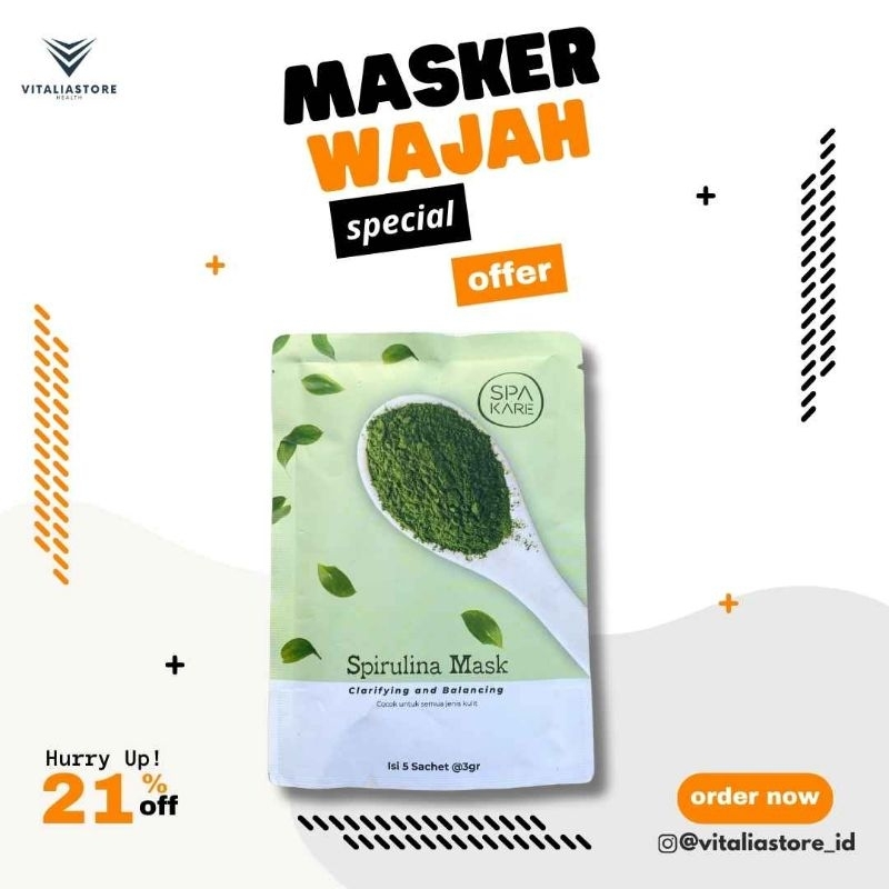 SPIRULINA | MASKER SPIRULINA | MASKER SPIRULINA ORIGINAL | MASKER WAJAH | MASKER JERAWAT | MASKER KO