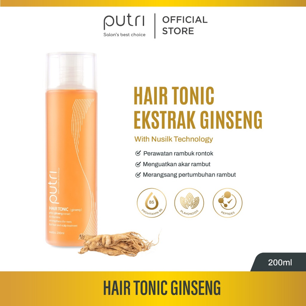 Putri with Nusilk Technology Hair Tonic  Ginseng 200ml - Perawatan Rambut Rontok, Membantu Pertumbuh