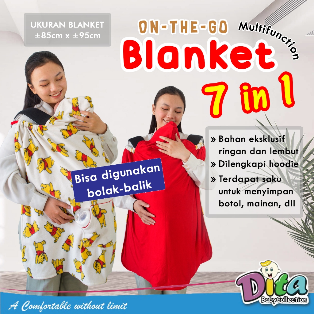 READY BANDUNG MOONS CARE MOONSCAREBlanket on the go 7in1 Double sides EXTRA SAKU travel on the go se